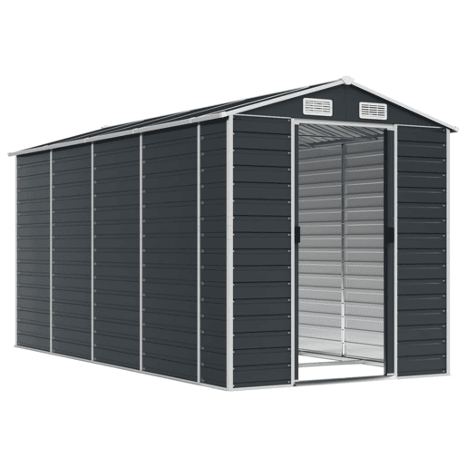 Abrigo de jardim, cabana, casa de armazenamento, galpão ao ar livre, ferramentas robustas, 191 x 385 x 198 cm, aço galvanizado antracite 02_0022186
