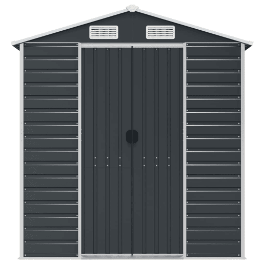 Abrigo de jardim, cabana, casa de armazenamento, galpão ao ar livre, ferramentas robustas, 191 x 385 x 198 cm, aço galvanizado antracite 02_0022186