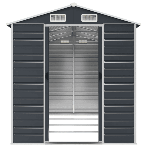 Abrigo de jardim, cabana, casa de armazenamento, galpão ao ar livre, ferramentas robustas, 191 x 385 x 198 cm, aço galvanizado antracite 02_0022186