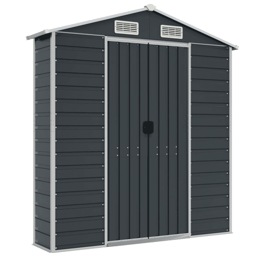 Abrigo de jardim, cabana, casa de armazenamento, galpão ao ar livre, ferramentas robustas, 191 x 385 x 198 cm, aço galvanizado antracite 02_0022186