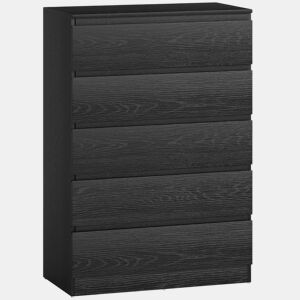 HOMCOM Cómoda 5 Gavetas Cômoda para Quarto Móvel de Arrumação para Sala de Estar Escritório Estilo Moderno 77x40x111,5 cm Preto Veteado