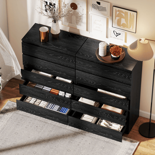 HOMCOM Cómoda 5 Gavetas Cômoda para Quarto Móvel de Arrumação para Sala de Estar Escritório Estilo Moderno 77x40x111,5 cm Preto Veteado