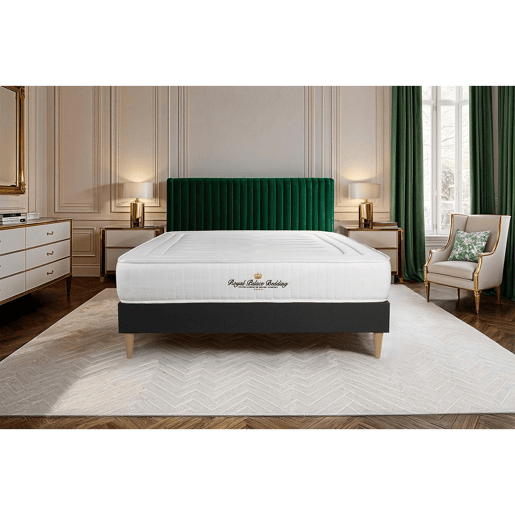 Pack sommier em kit preto com colchão LANCASTER 120x220cm - Altura : 22 cm - Molas ensacadas e viscoelástico - Firmeza : Alta com 3 Zona de firmeza