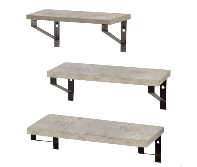 Max home set 3 estantes pared efecto cemento varias medidas