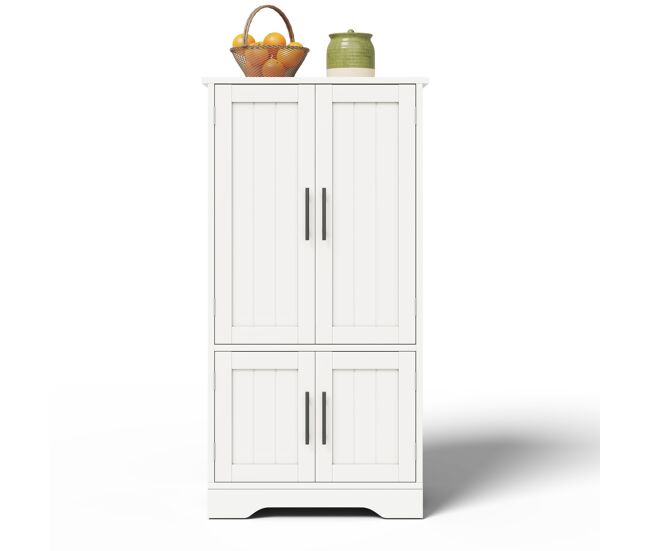 Aparador 120x60x40 cm - 4 puertas, estantes ajustables, con luz led - blanco
