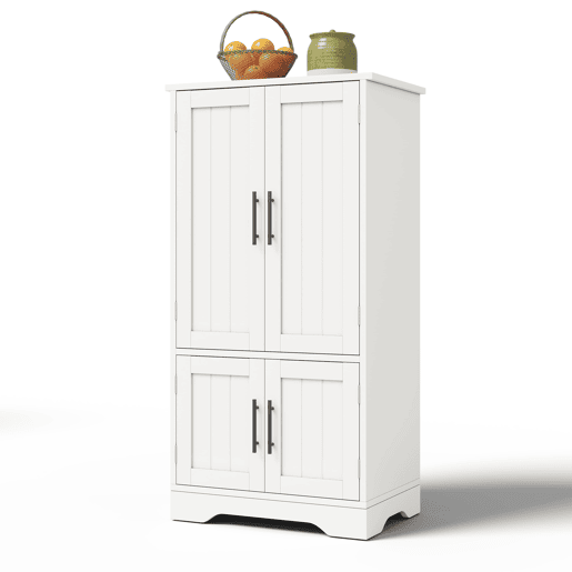 Aparador 120x60x40 cm - 4 portas, prateleiras ajustáveis, com luz LED - branco