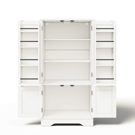 Aparador 120x60x40 cm - 4 portas, prateleiras ajustáveis, com luz LED - branco