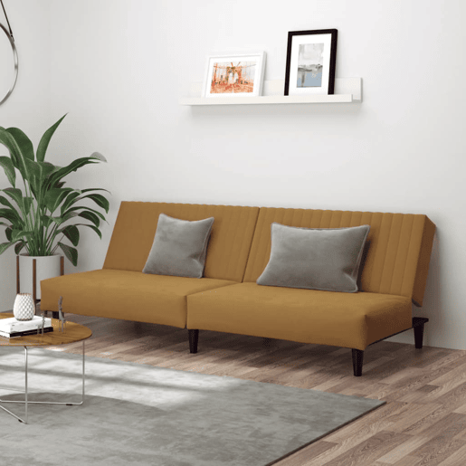 Sofá-cama, Sofá conversível de 2 lugares veludo castanho