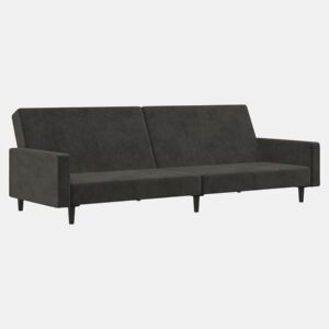 Sofá-cama, Sofá conversível de 2 lugares veludo cinzento-escuro