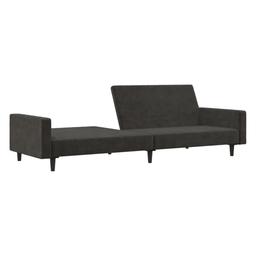 Sofá-cama, Sofá conversível de 2 lugares veludo cinzento-escuro