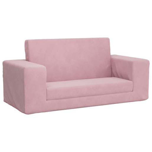 Sofá-cama infantil - Sofá para criança de 2 lugares pelúcia macia rosa