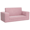 Sofá-cama infantil - Sofá para criança de 2 lugares pelúcia macia rosa