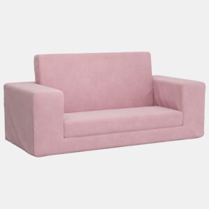 Sofá-cama infantil - Sofá para criança de 2 lugares pelúcia macia rosa