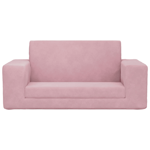 Sofá-cama infantil - Sofá para criança de 2 lugares pelúcia macia rosa