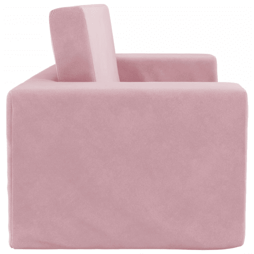 Sofá-cama infantil - Sofá para criança de 2 lugares pelúcia macia rosa