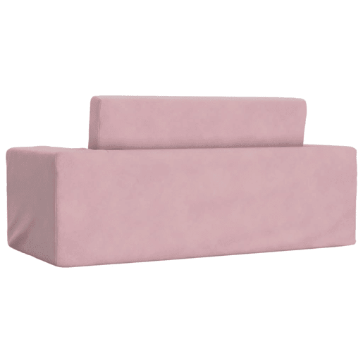 Sofá-cama infantil - Sofá para criança de 2 lugares pelúcia macia rosa