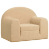 Sofá-cama infantil peluche macio creme
