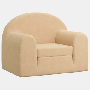 Sofá-cama infantil peluche macio creme