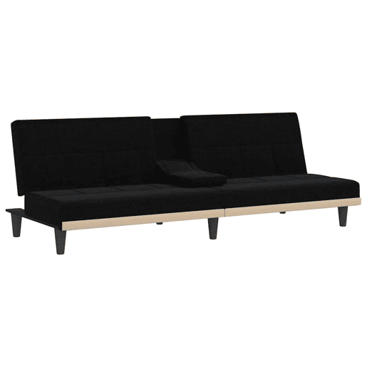 Sofá-cama, Sofá conversível com suporte para copos tecido preto
