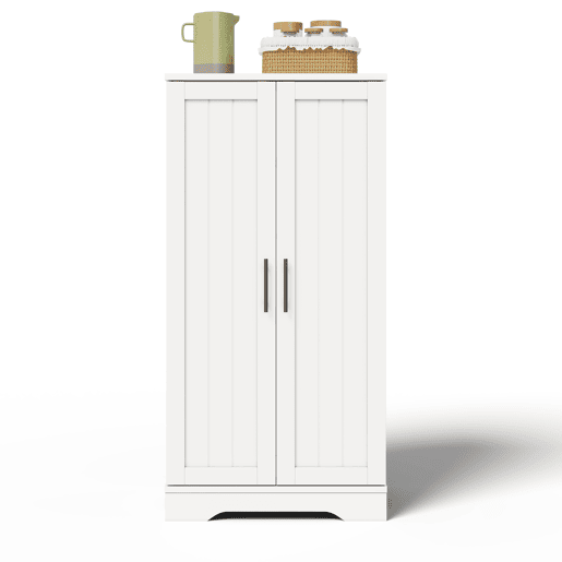 Aparador 120x60x40 cm - Com luz LED, 2 portas, prateleiras ajustáveis, branco