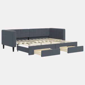 Sofá-cama, Sofá conversível c gavetão e gavetas 80x200 cm veludo cinzento-escuro