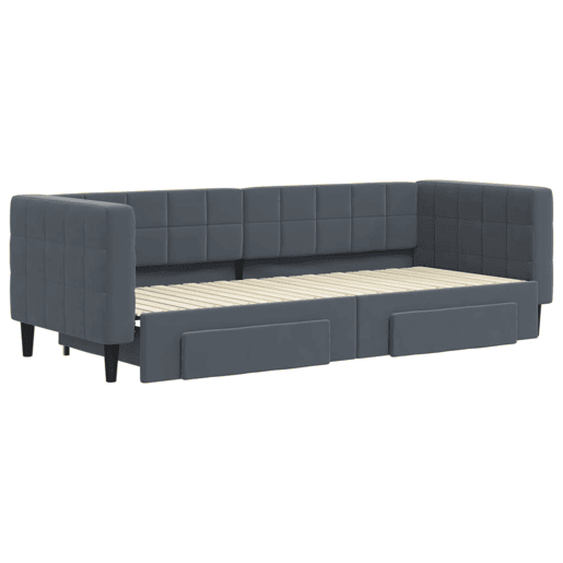 Sofá-cama, Sofá conversível c gavetão e gavetas 80x200 cm veludo cinzento-escuro Sofá-cama, Sofá conversível c gavetão e gavetas 80x200 cm veludo cinzento-escuro
