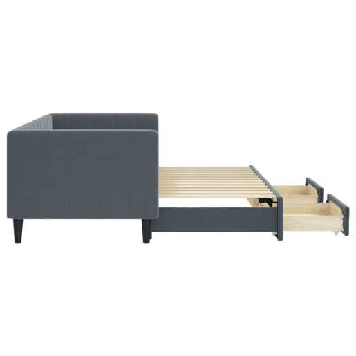 Sofá-cama, Sofá conversível c gavetão e gavetas 80x200 cm veludo cinzento-escuro Sofá-cama, Sofá conversível c gavetão e gavetas 80x200 cm veludo cinzento-escuro