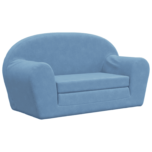 Sofá-cama infantil - Sofá para criança de 2 lugares pelúcia macia azul Sofá-cama infantil - Sofá para criança de 2 lugares pelúcia macia azul