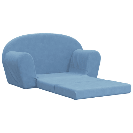 Sofá-cama infantil - Sofá para criança de 2 lugares pelúcia macia azul Sofá-cama infantil - Sofá para criança de 2 lugares pelúcia macia azul