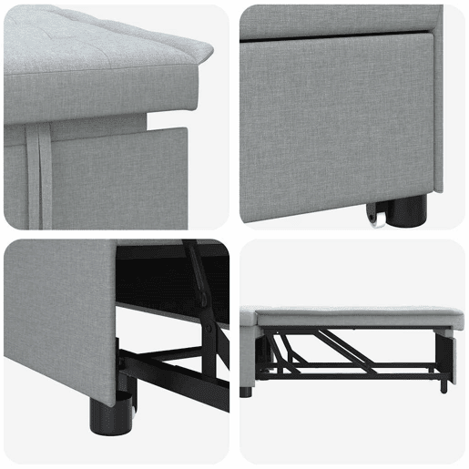 Sofá-cama, Sofá conversível Cinzento-claro 194 x 67 x 37 cm tecido