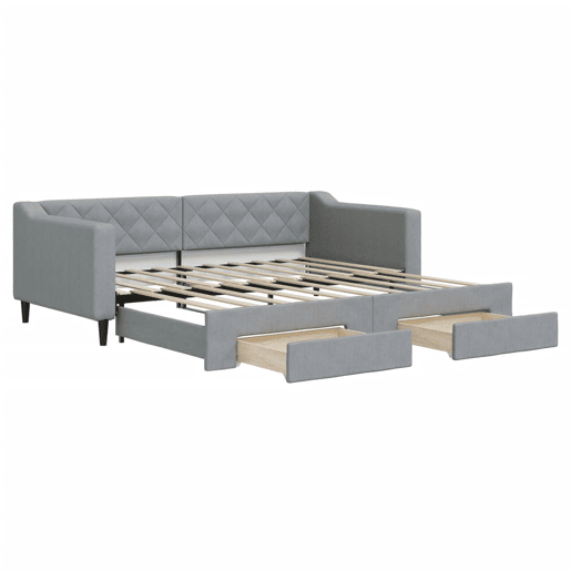 Sofá-cama, Sofá conversível c gavetão e gavetas 90x190 cm tecido cinzento-claro