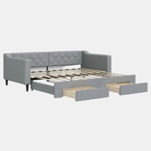 Sofá-cama, Sofá conversível c gavetão e gavetas 90x190 cm tecido cinzento-claro