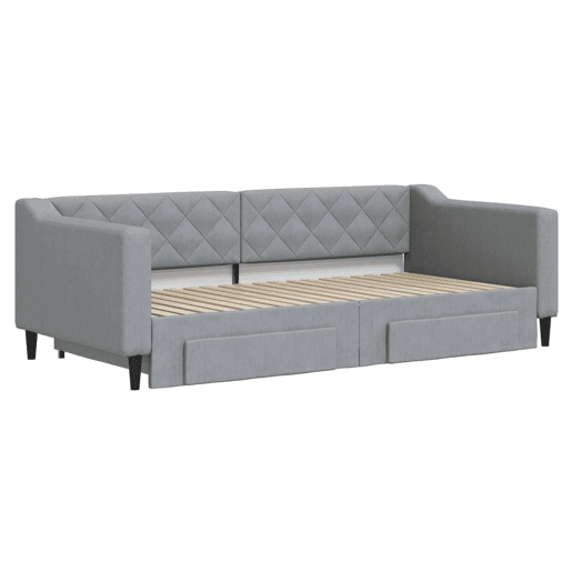 Sofá-cama, Sofá conversível c gavetão e gavetas 90x190 cm tecido cinzento-claro