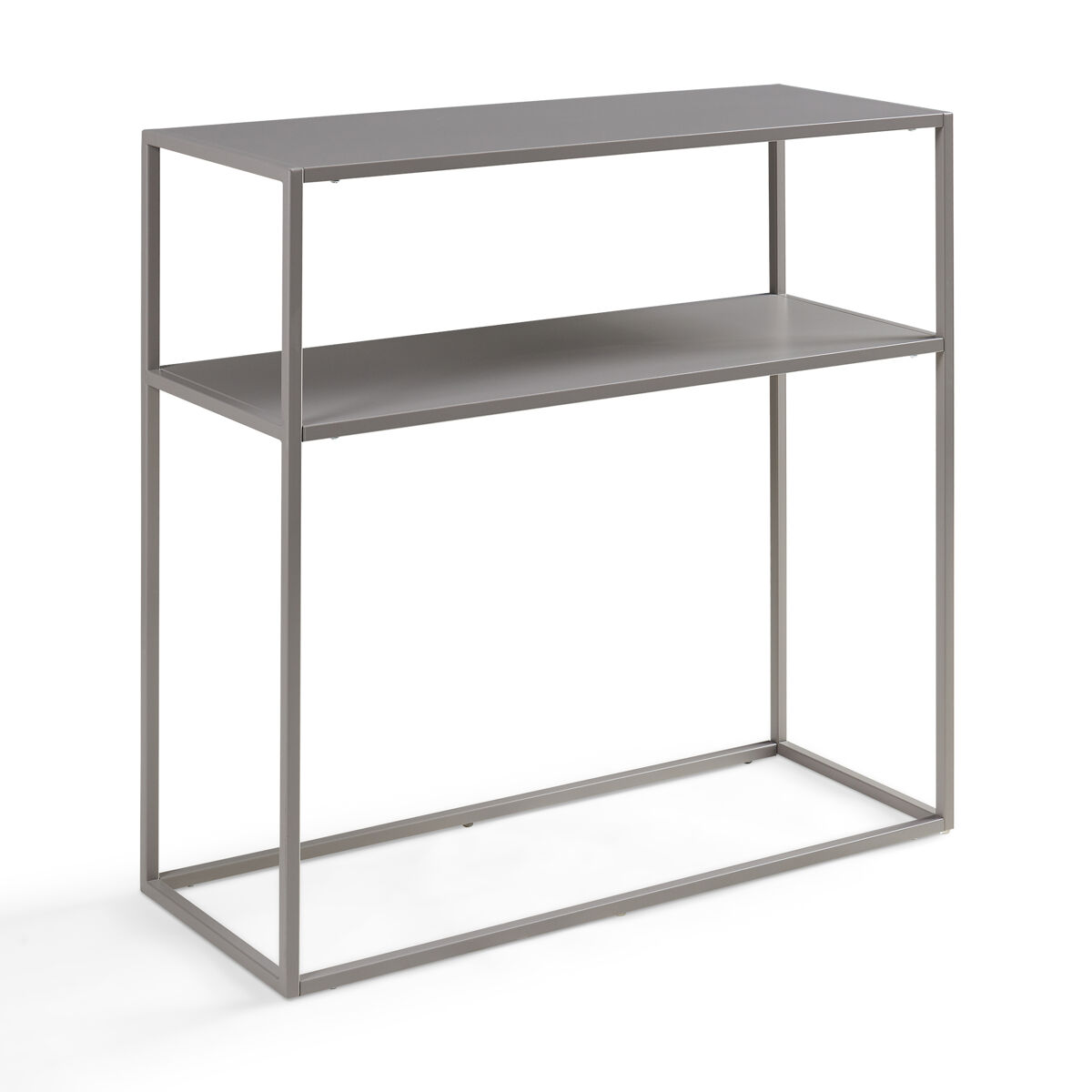 Mesa consola kuhmo con estante adicional metal 80x80x30 cm - gris claro [en.casa]