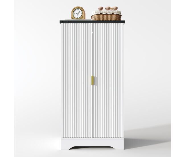 Aparador 120x60,5x40 cm - con luz led, estantes ajustables, diseño moderno - blanco