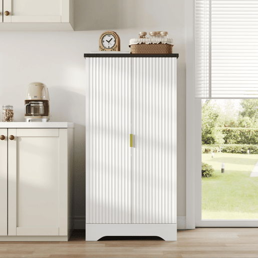Aparador 120x60,5x40 cm - Com luz LED, prateleiras ajustáveis, design moderno - Branco