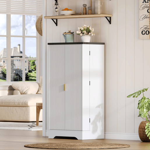 Aparador 120x60,5x40 cm - Com luz LED, prateleiras ajustáveis, design moderno - Branco