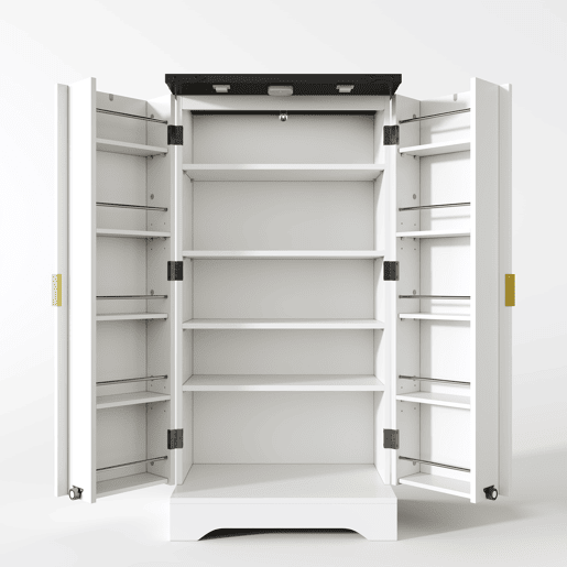Aparador 120x60,5x40 cm - Com luz LED, prateleiras ajustáveis, design moderno - Branco