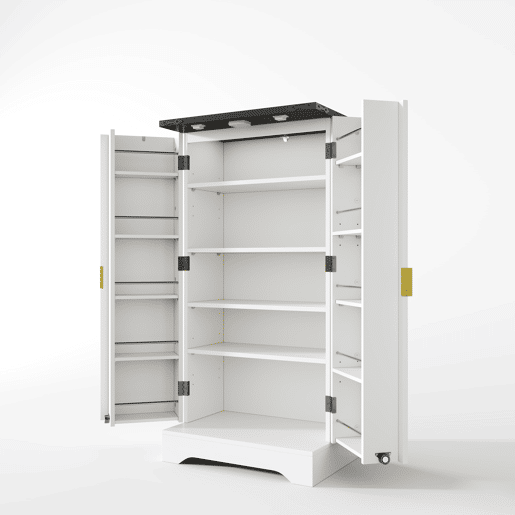 Aparador 120x60,5x40 cm - Com luz LED, prateleiras ajustáveis, design moderno - Branco