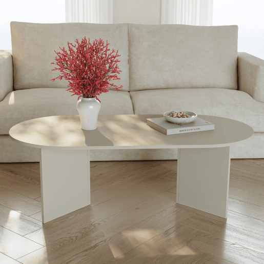 Mesa de centro Kynd oval aglomerado 119x60x40 cm Areia en.casa Mesa de centro Kynd oval aglomerado 119x60x40 cm Areia en.casa