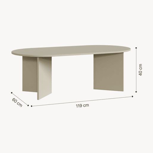 Mesa de centro Kynd oval aglomerado 119x60x40 cm Areia en.casa Mesa de centro Kynd oval aglomerado 119x60x40 cm Areia en.casa