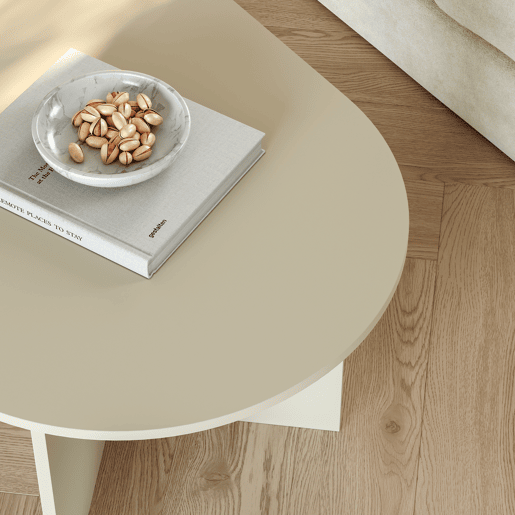 Mesa de centro Kynd oval aglomerado 119x60x40 cm Areia en.casa Mesa de centro Kynd oval aglomerado 119x60x40 cm Areia en.casa