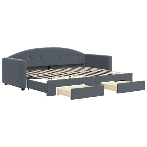 Sofá-cama, Sofá conversível c gavetão e gavetas 80x200 cm veludo cinzento-escuro
