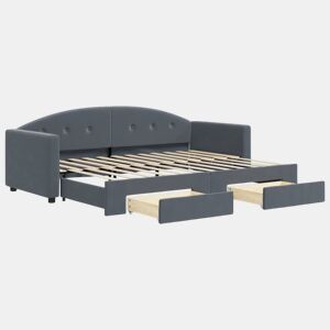 Sofá-cama, Sofá conversível c gavetão e gavetas 80x200 cm veludo cinzento-escuro