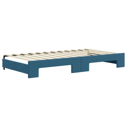 Sofá-cama, Sofá conversível com gavetão e gavetas 100x200 cm veludo azul