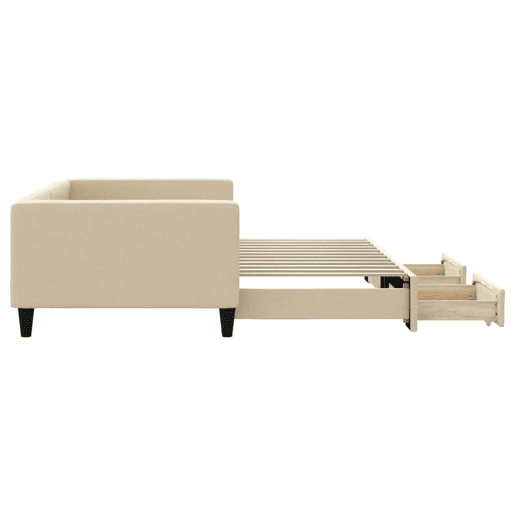 Sofá-cama, Sofá conversível com gavetão e gavetas 100x200 cm tecido cor creme Sofá-cama, Sofá conversível com gavetão e gavetas 100x200 cm tecido cor creme