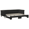 Sofá-cama, Sofá conversível com gavetão 90x200 cm veludo preto