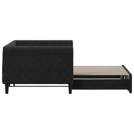 Sofá-cama, Sofá conversível com gavetão 90x200 cm veludo preto Sofá-cama, Sofá conversível com gavetão 90x200 cm veludo preto