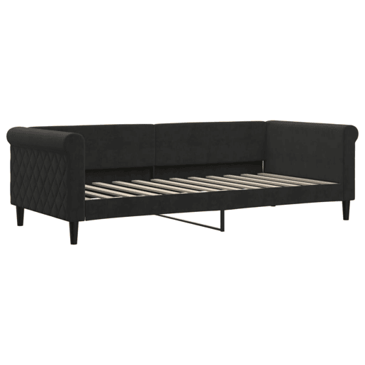 Sofá-cama, Sofá conversível com gavetão 90x200 cm veludo preto Sofá-cama, Sofá conversível com gavetão 90x200 cm veludo preto