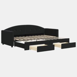 Sofá-cama, Sofá conversível com gavetão e gavetas 80x200 cm veludo preto